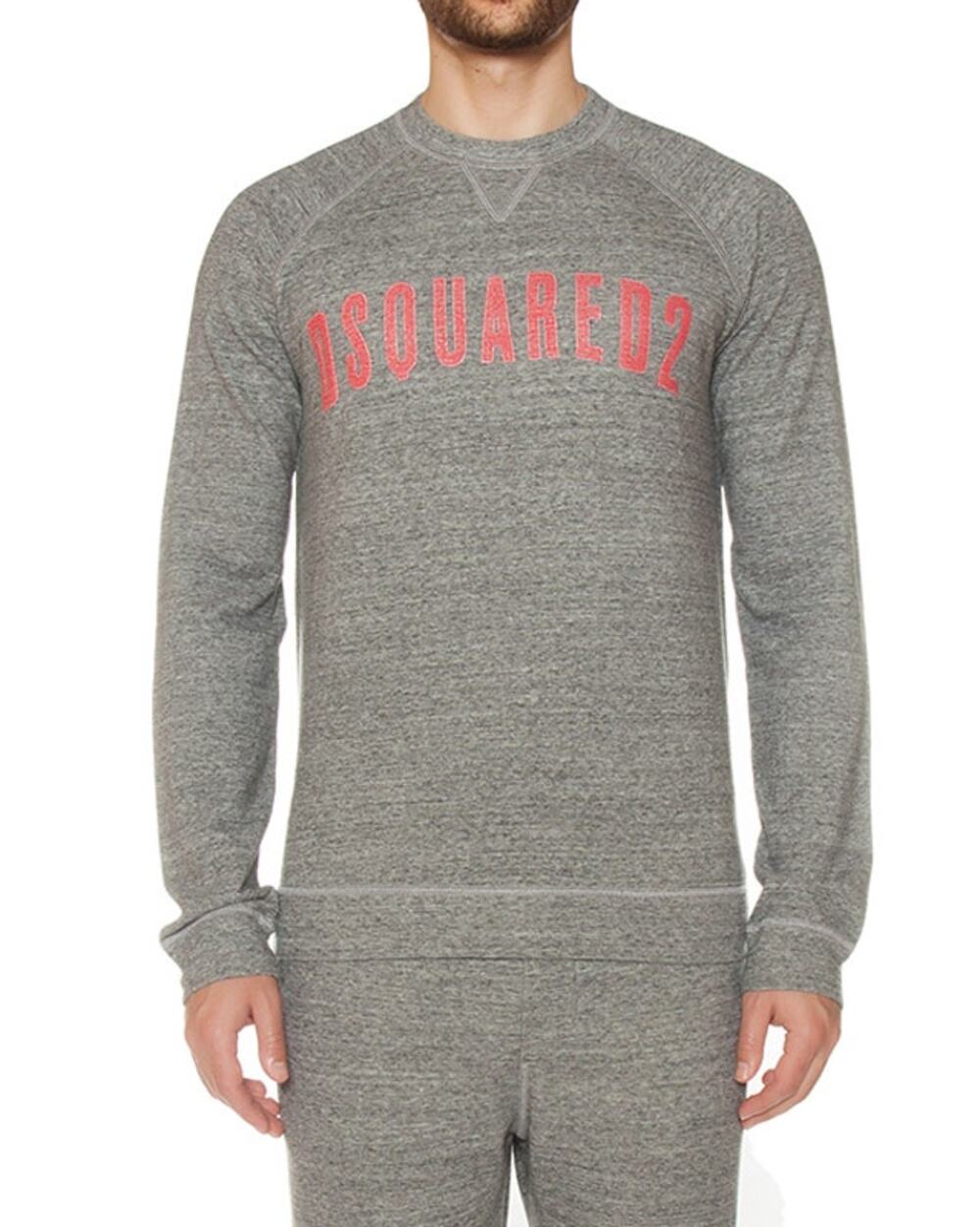 DSQUARED2 Big Logo Pullover Crewneck Sweatshirt Gray Red Sz XL $435 {GG44}